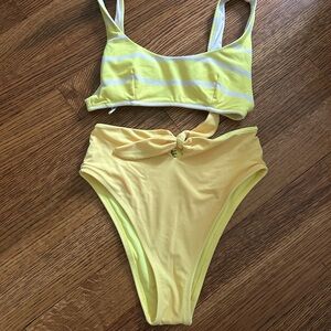 Aerie Yellow Striped Bikini Set